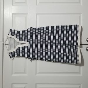 Nautica XL Navy and White Sleeveless Mid-Length Dress